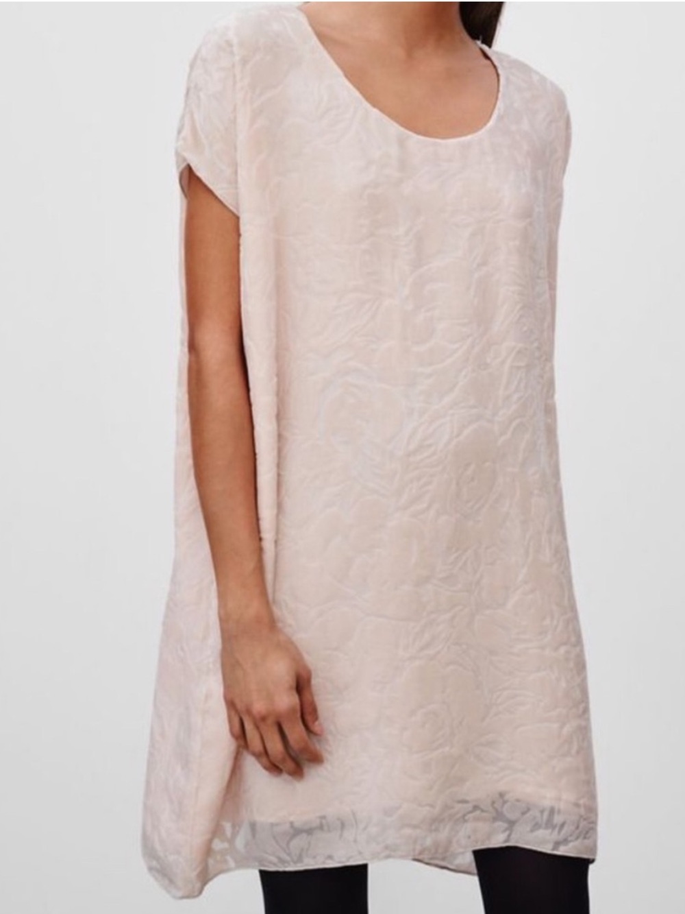 Wilfred Bouchette Floral Velvet Silk Oversized Shirt Dress Burnout Jacquard Pink